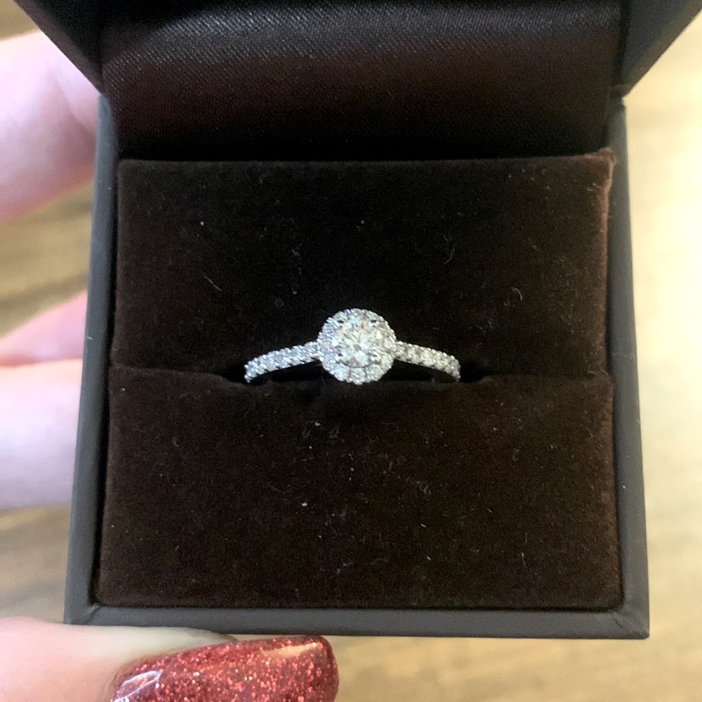 Halo Diamond Ring - 14k white gold - .25 tcw